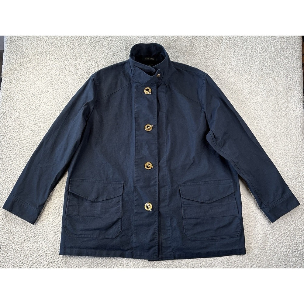 Lauren Ralph Lauren Utility Jacket Womens 2x Navy Nautical Military Gold Toggle